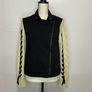 Ellison Womens Medium Black Laced Sweater Sleeve Full Zip Jacket